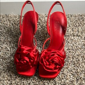 Elegant Red Floral Women's Heels